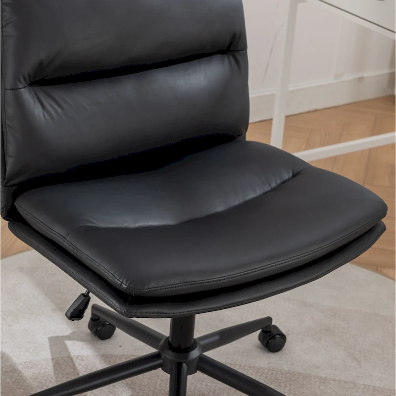 Roundhill Bizerte Adjustable Swivel Criss Cross Chair, Wide Seat Office Chair Vanity Chair