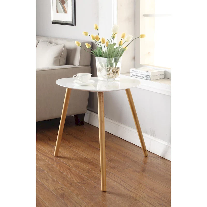End Table with Piano Finish Top and Wood Legs