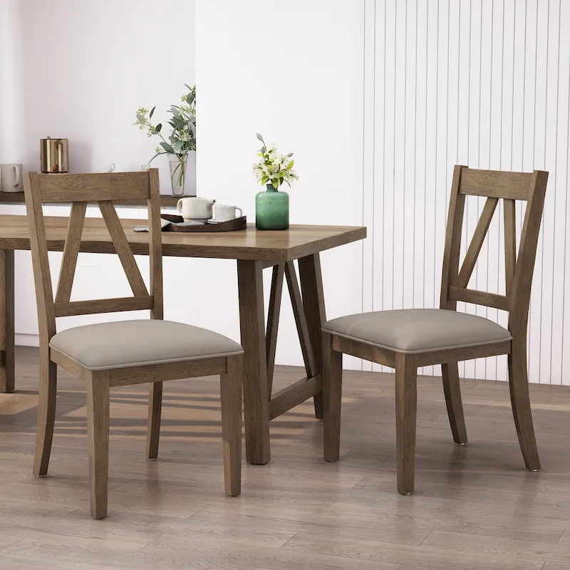 Fairgreens Farmhouse Upholstered Wood Dining Chairs (Set of 2)  20.00  L x 22.75  W x 39.00  H