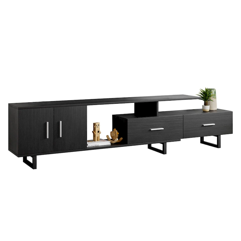 Avery 55-inch 2-Drawer 4-Shelf TV Stand in Steel