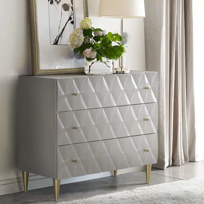 Grey Modern 3-Drawer Console Cabinet – 1 Person