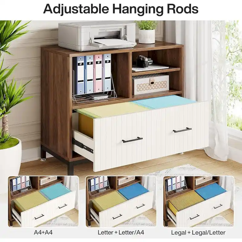 File Cabinet with Drawer – Letter/Legal/A4 Size, Adjustable Hanging Rod