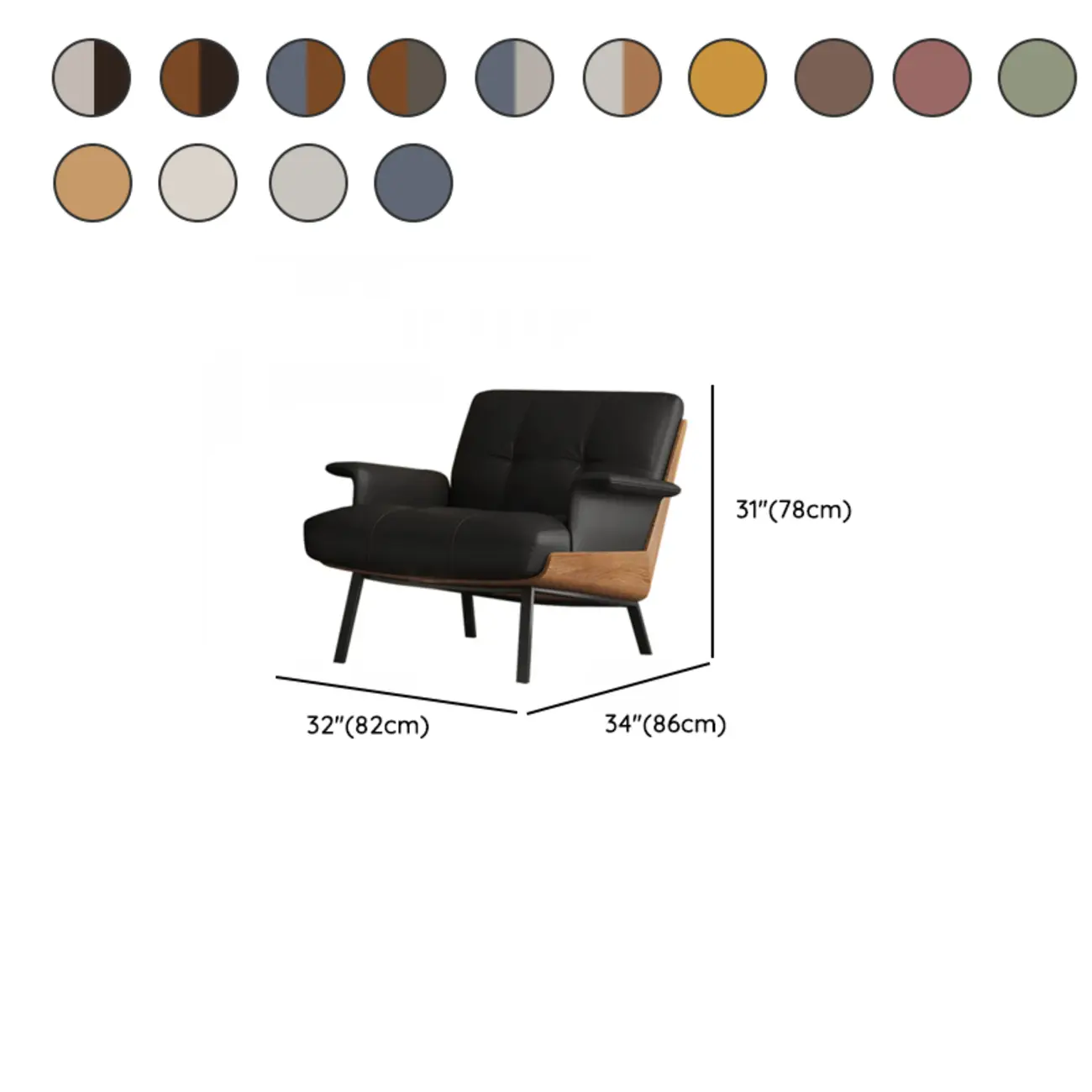 Modern Tufted Microfiber Leather Accent Chair with Arms