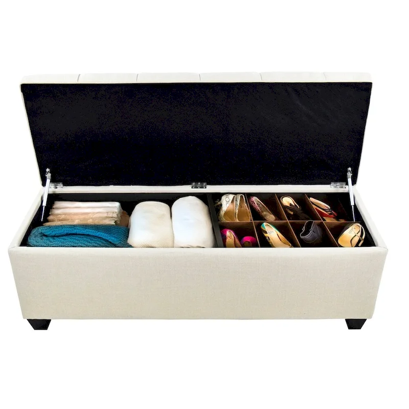 SOLE SECRET DUO Diamond Tufted Linen & Shoe Storage Bench - HTM100