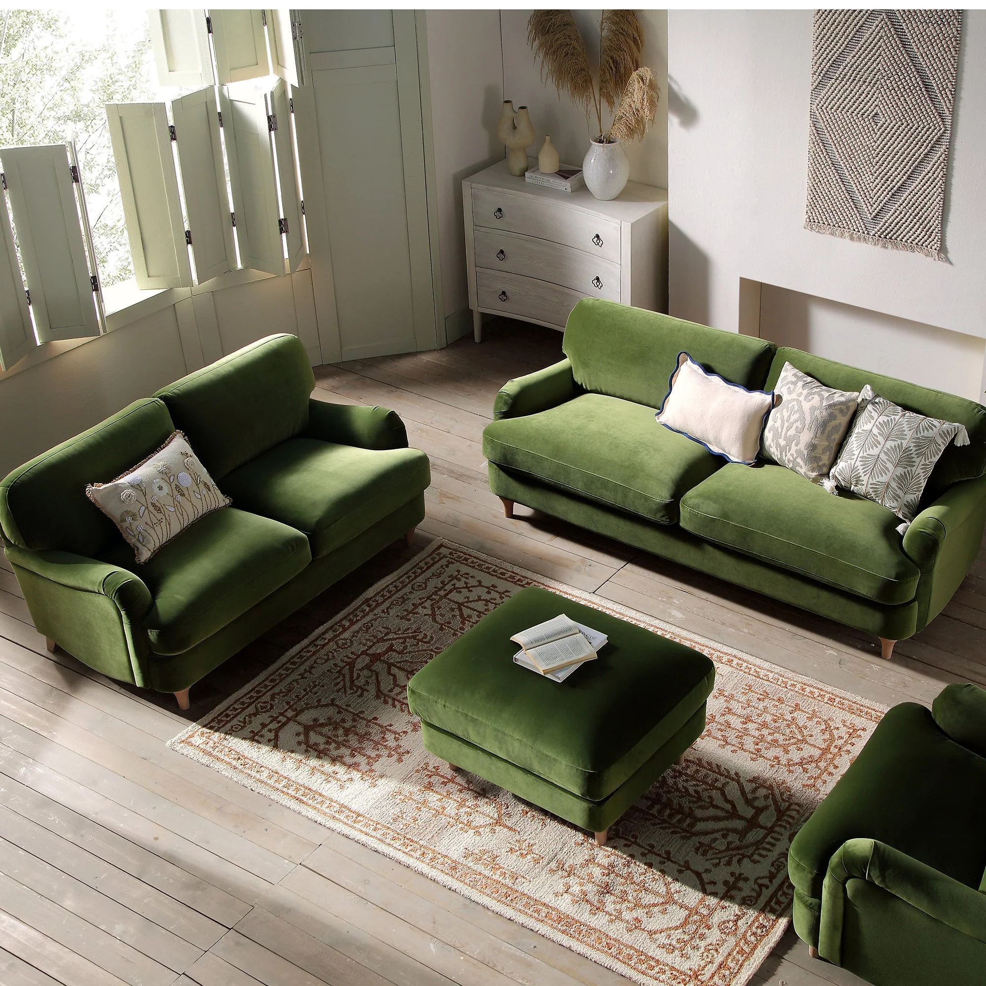 Fern Green Velvet Sofa, 2-Seater