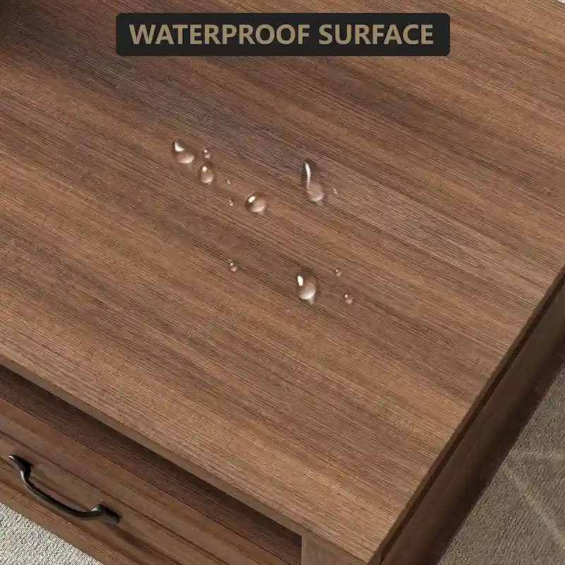 Walnut Coffee Table with Drawers and Open Shelf