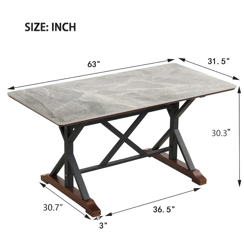 Sintered Stone Dining Table - Rectangular, Seats 6 (Gray)