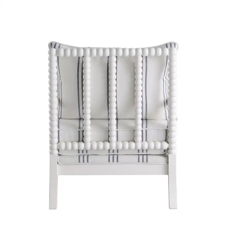 Penelopina White and Navy Upholstered Stripe Accent Chair