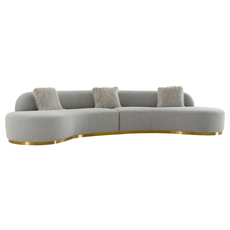 Pasargad Home Simona Curved Sofa with 3 Pillow Included