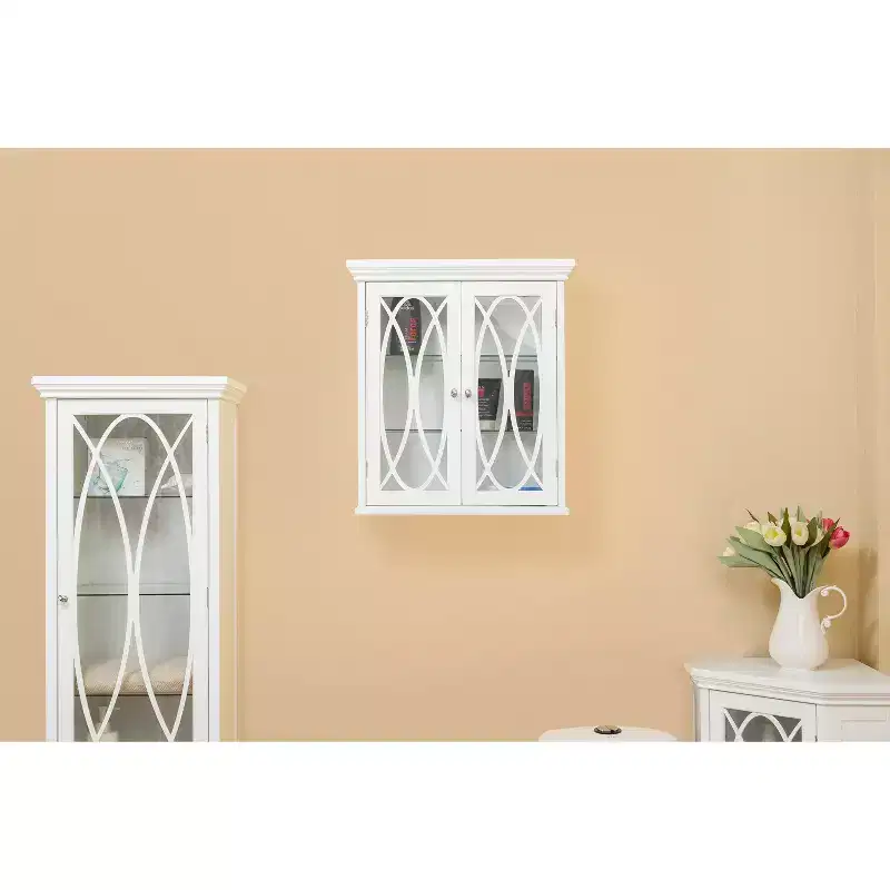 Teamson Home Florence 2 Door Wooden Removable Wall Cabinet with Adjustable Shelves, White