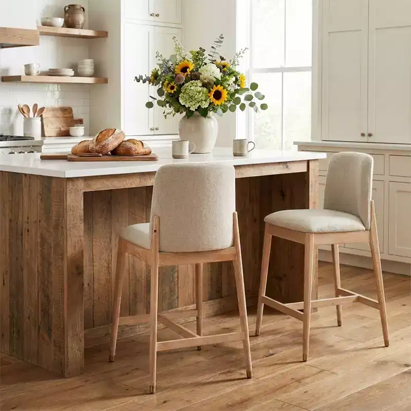 Christopher Knight Home Patricia Farmhouse Rubberwood Upholstered Counter Stools with Curved Backrest (Set of 2)