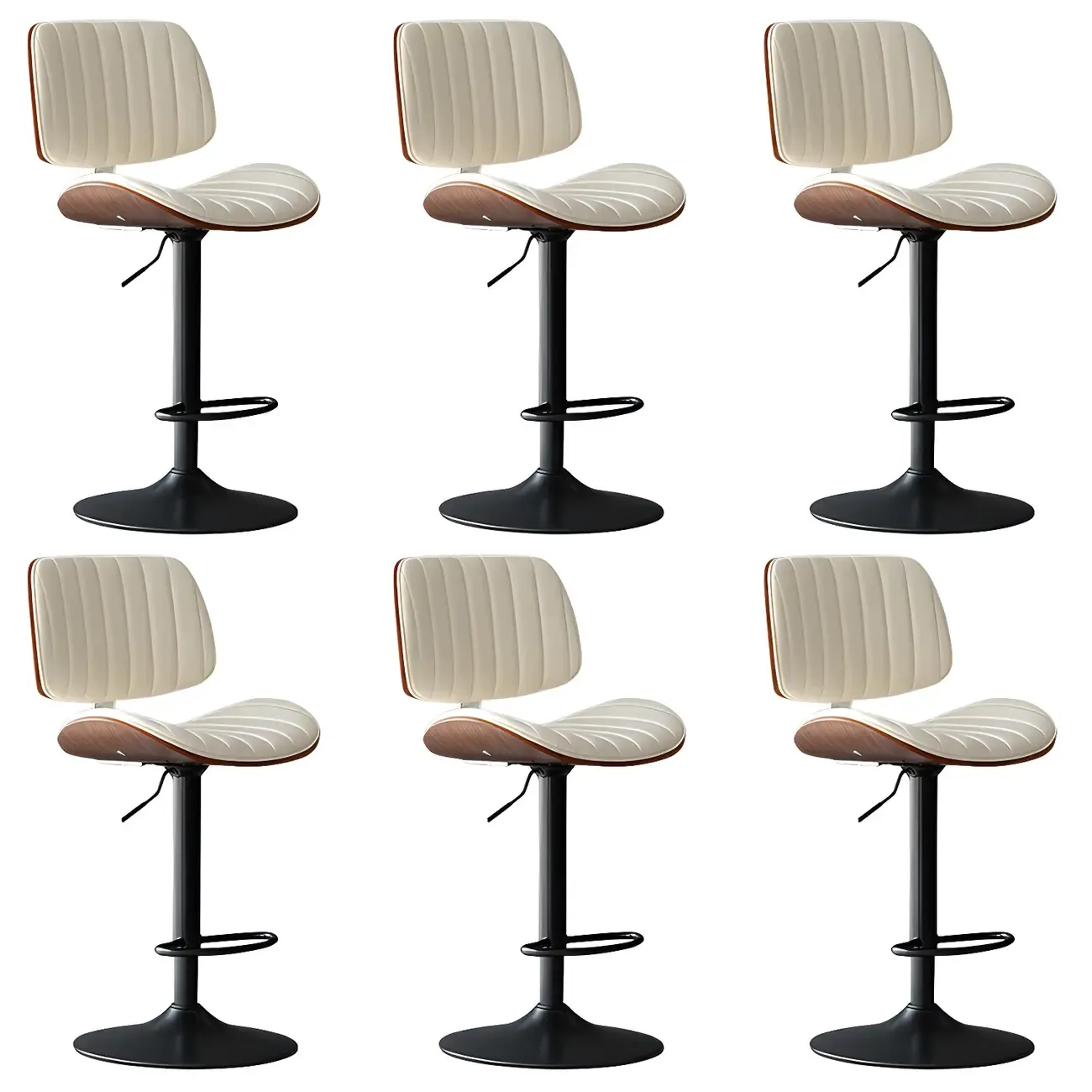Modern Faux Leather Adjustable Swivel Bar Stools
