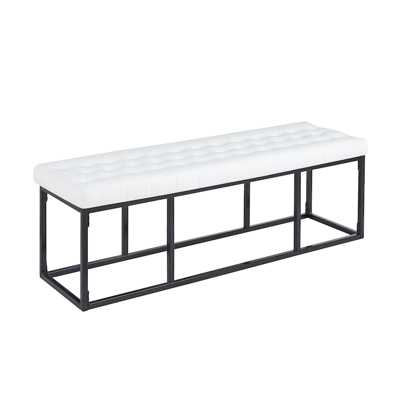 Porthos Home Ellie Faux Leather Accent Bench with Metal Frame Base