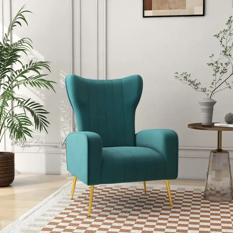 Upholstered Wingback Accent Chair - 26.4 W x 37.8 H x 32.6 D