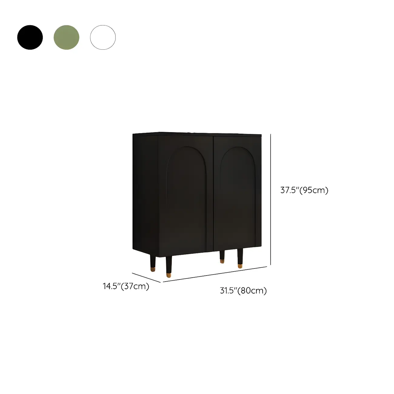 Green Wood Shoe Cabinet with Adjustable Shelves