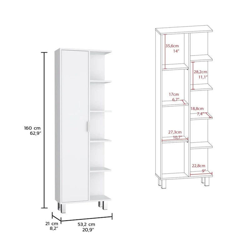 Crovie 63  Tall Modern Bathroom Seven Shelves Tall Linen Tower