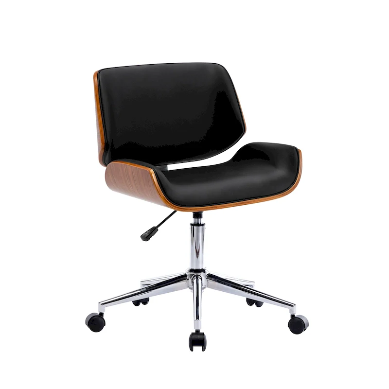 Black / White / Brown Mid-Century Faux Leather Swivel Office Chair with Adjustable Height & Casters