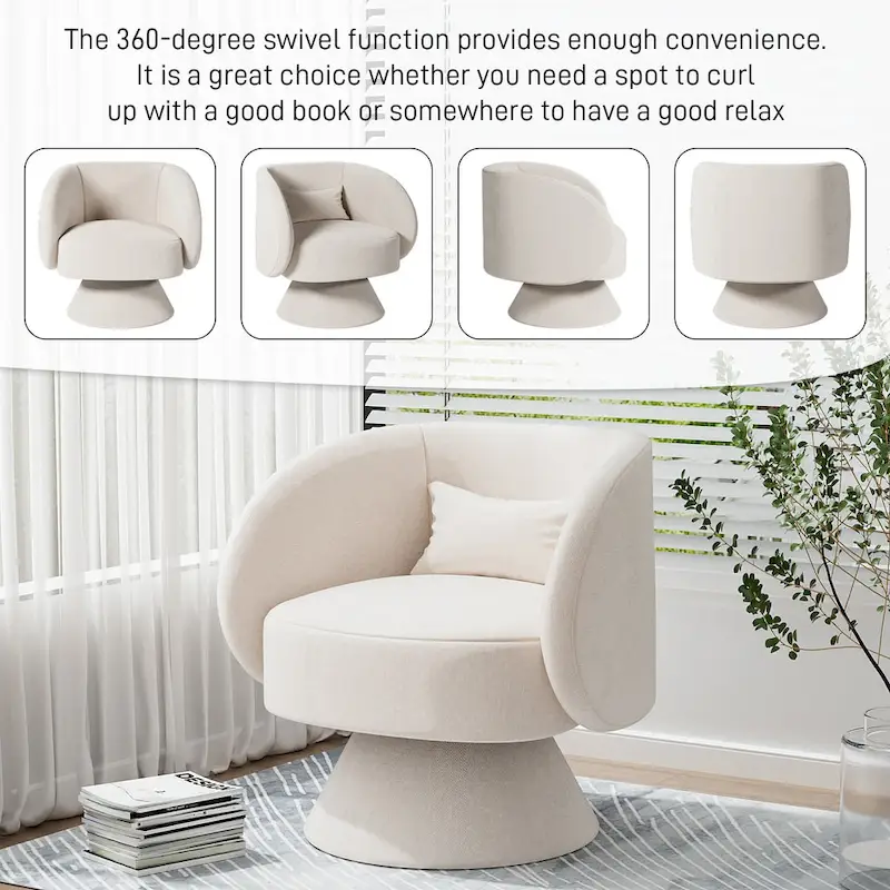 Ouyessir 360 Degree Modern Swivel Cuddle Barrel Sofa Chairs