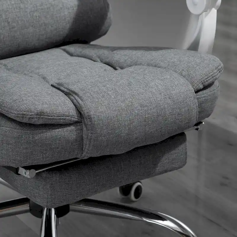 Vinsetto High-Back Executive Office Chair: Footrest, Linen-Fabric, Padded Armrests - Ergonomic