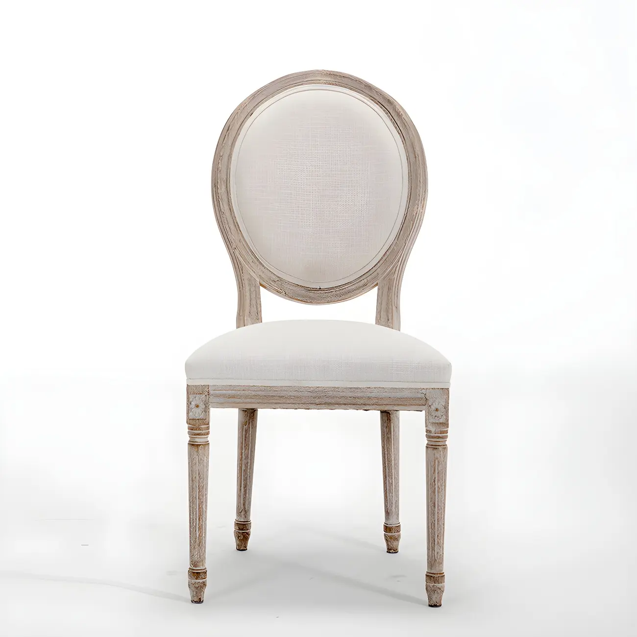 Upholstered King Louis Back Light Wood Dining Chair