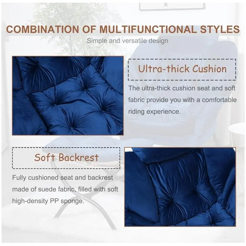 Modern Cotton Thick Padded Lazy Chair With Folding Ottoman
