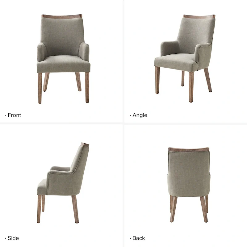 Farmhouse Upholstered Solid Wood Dining Chair Set of 2