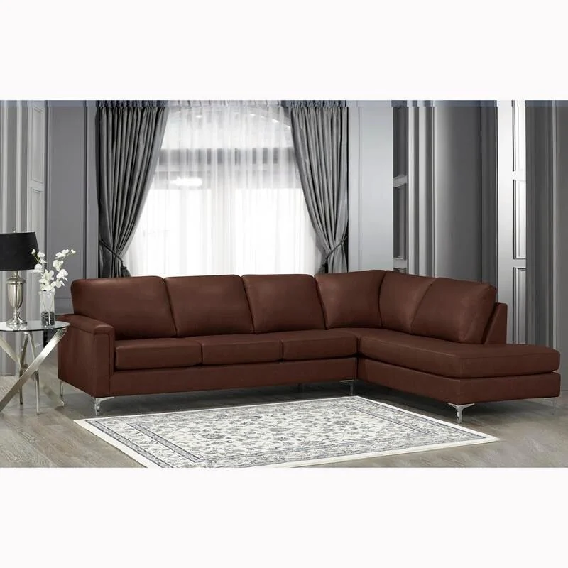 Malibu L-shaped Top-grain Leather Sectional Sofa - 122.5 x 85 x 36.5 x 35
