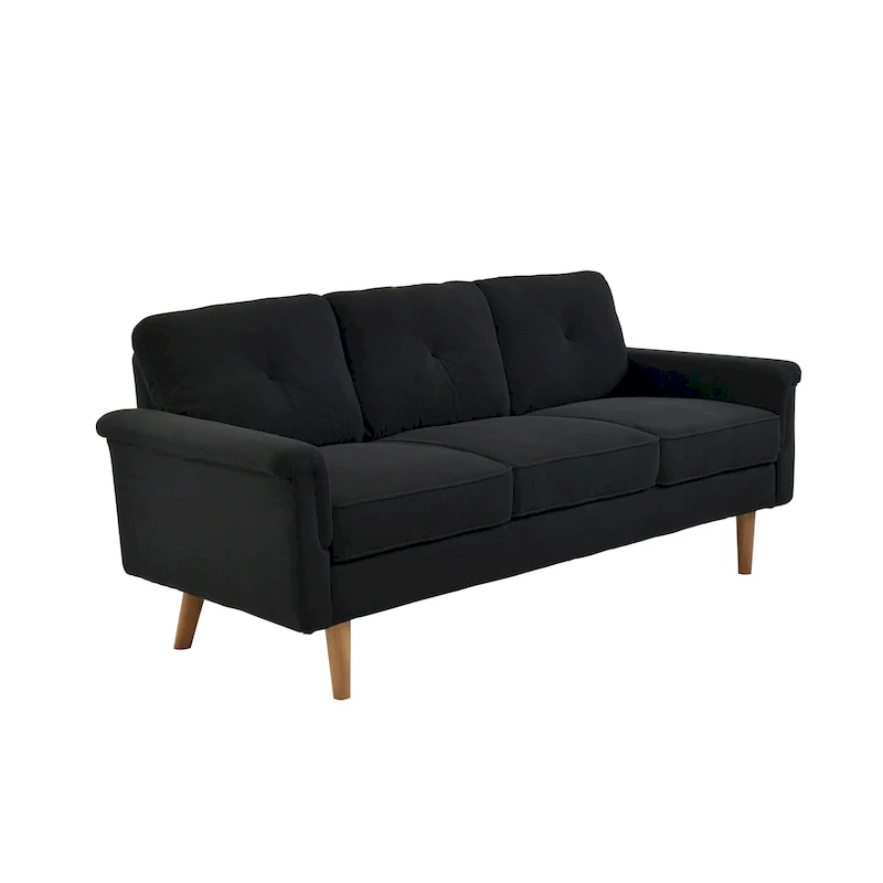 Mid-Century 3-Seat Upholstered Sofa with Wood Legs