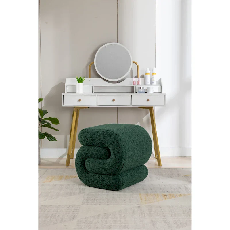 Modern S-shape Fabric Ottoman Makeup Stool Footstool