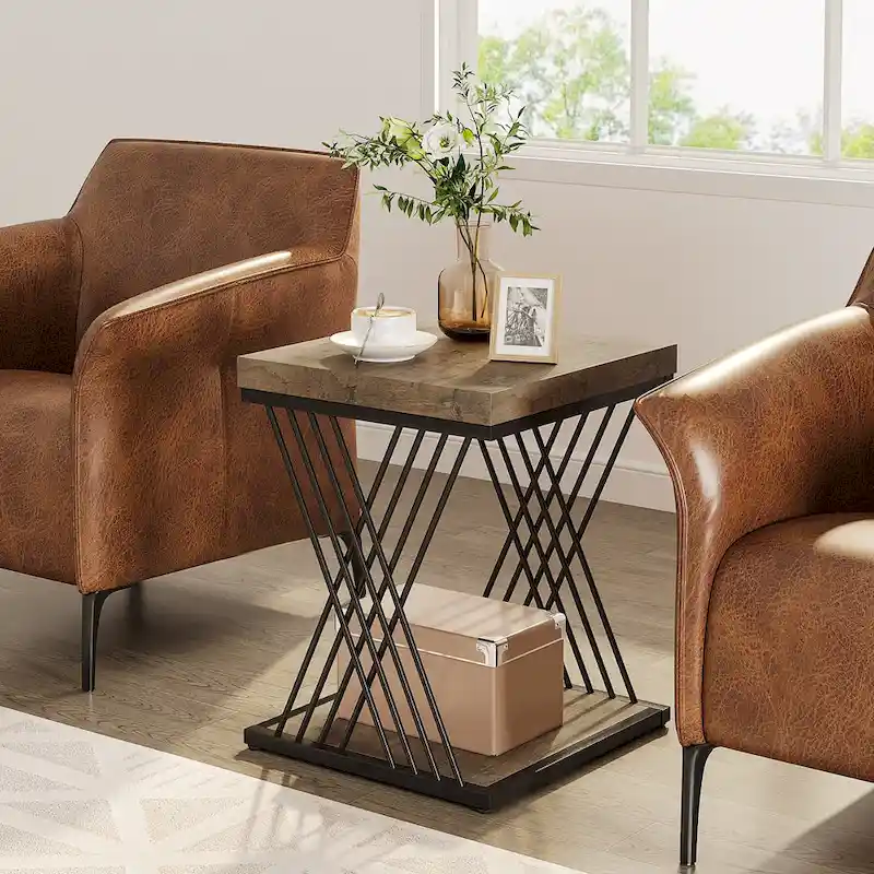 Square End Table,Mid-century Modern Bed Side Tables, Accent Table Living Room