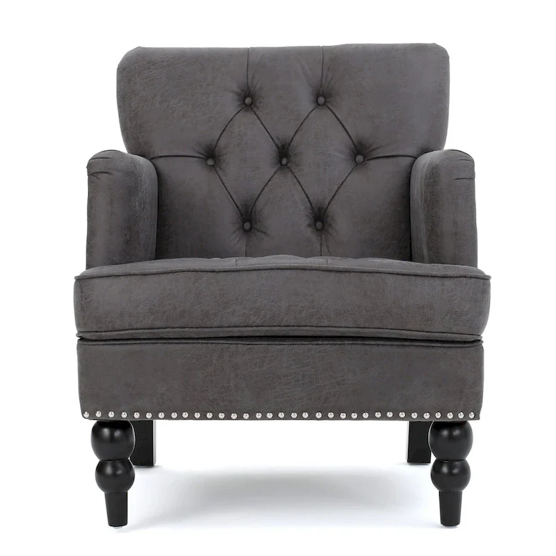 Slate 28 Button Tufted Club Chair with Nailheads