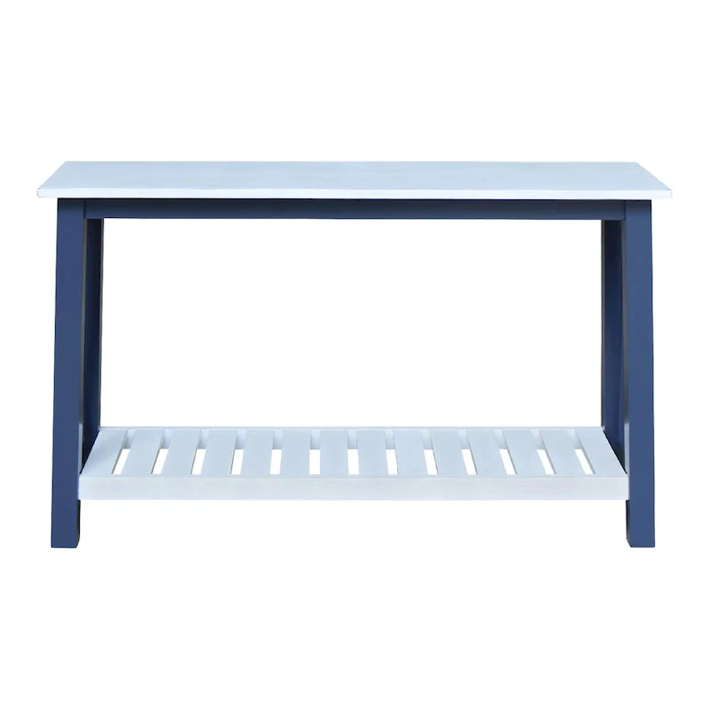 White / Unfinished / Blue Solid Parawood Console Sofa Table with Lower Shelf – Butcher Block Top