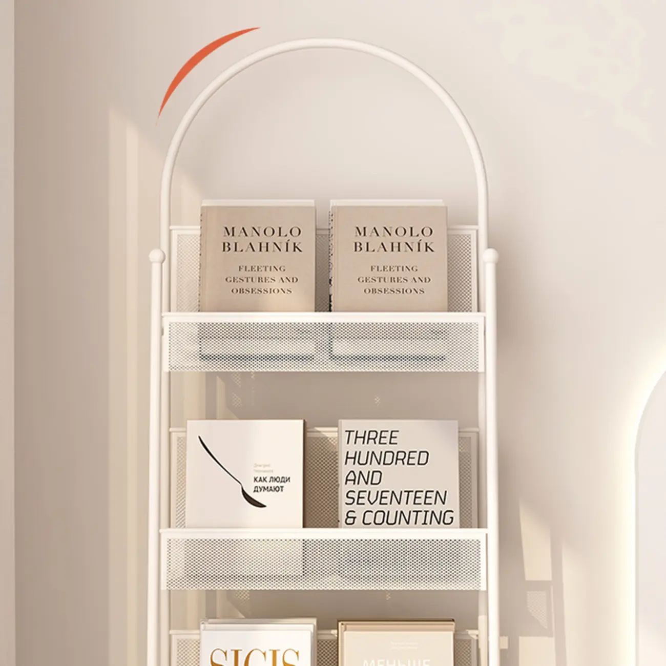 Vertical Metal 4-Shelf Open Back Ladder Bookshelf