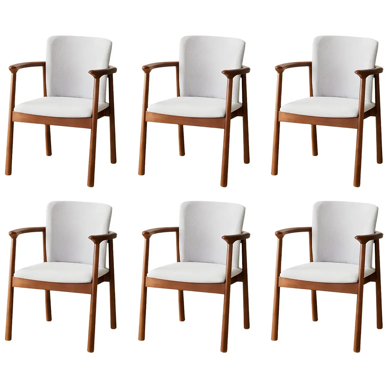 Modern Upholstered Rubberwood Arm Dining Chair Set of 2