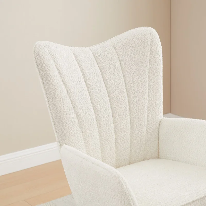 VANOMi 26.77 Wide Boucle Upholstered Nursery Rocking Chair with Wood Legs (Set of 2)