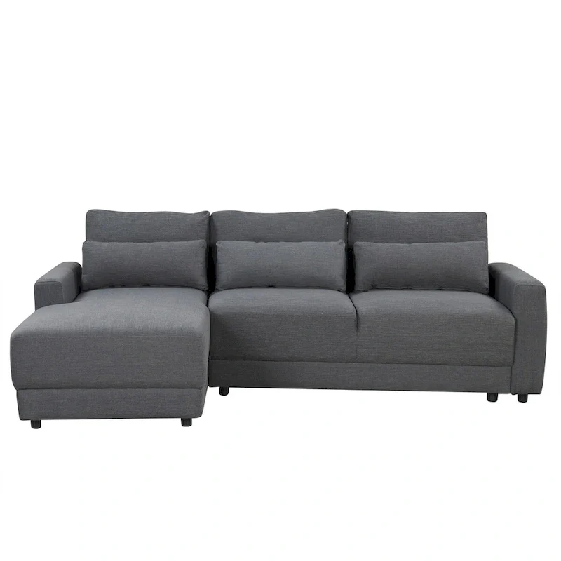 L-shaped Modular Sectional Sofa with Removable Back Cushions and 3 Pillows