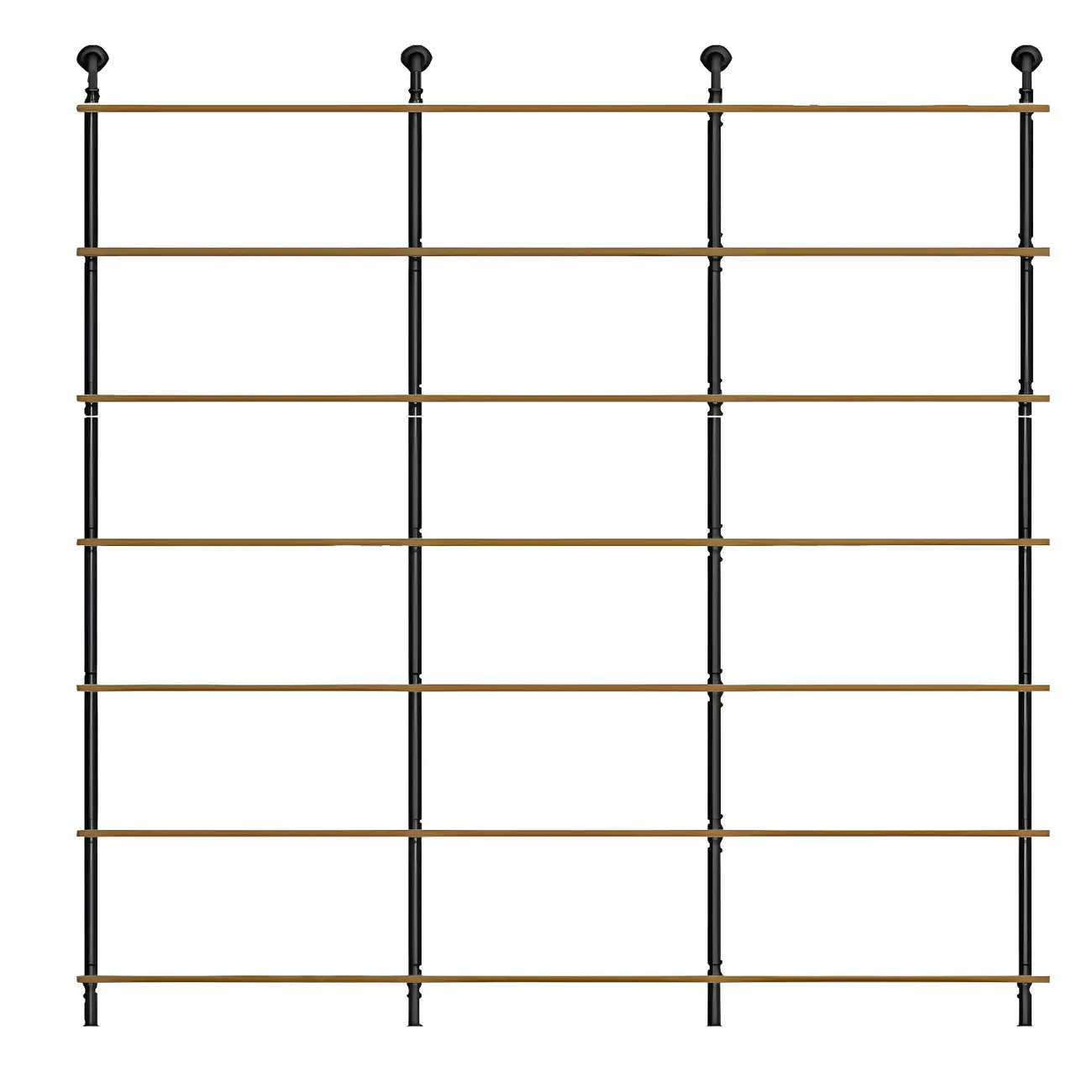 Industrial Black Wood Wall-Mounted Bookcase