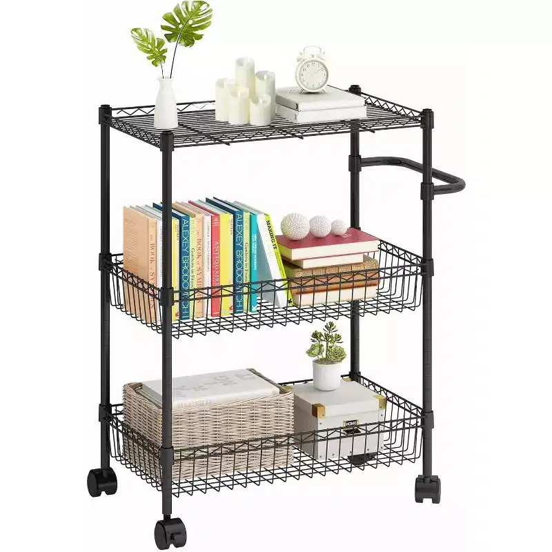1 iron three-layer kitchen cart silver chrome 60*35*80cm no