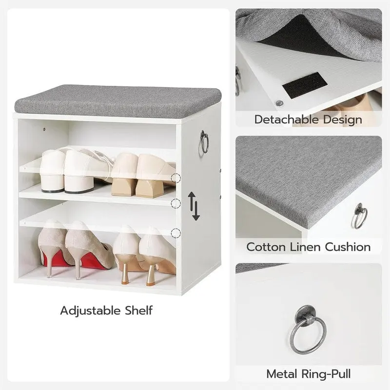 Small Shoe Bench with Cushion - 11.8 D x 15.7 W x 16.5 H