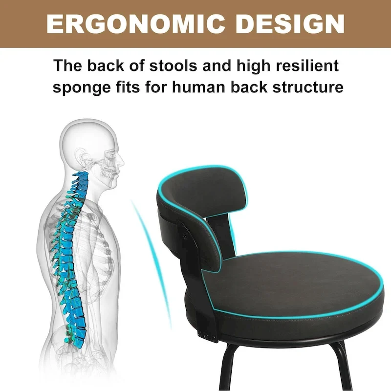 Hausfame Metal Counter Height Industrial Swivel Bar Stools