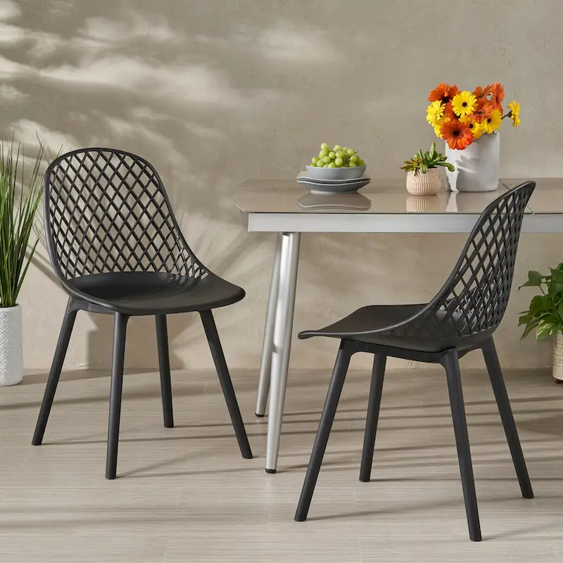 Lily Outdoor Modern Dining Outdoor Modern Dining Chair (Set of 2) by Christopher Knight Home - 18.00 W x 21.50 L x 33.20 H