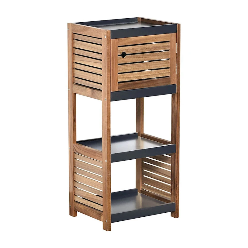 Compact Bathroom Storage Cabinet with Open Shelves - 14.5 L x 11 3/4 W x 32 6/8 H