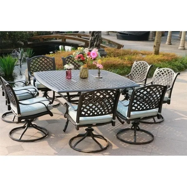 South Ponto 9-piece Aluminum Square Dining Set with Swivel Chairs by Havenside Home