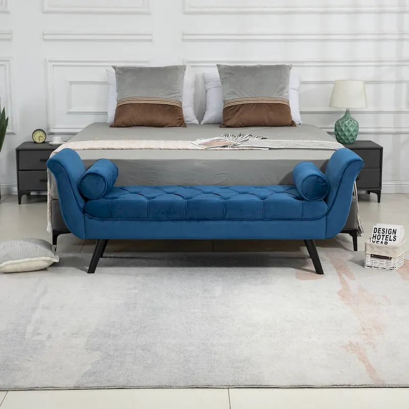 Upholstered Tufted Ottoman Bench