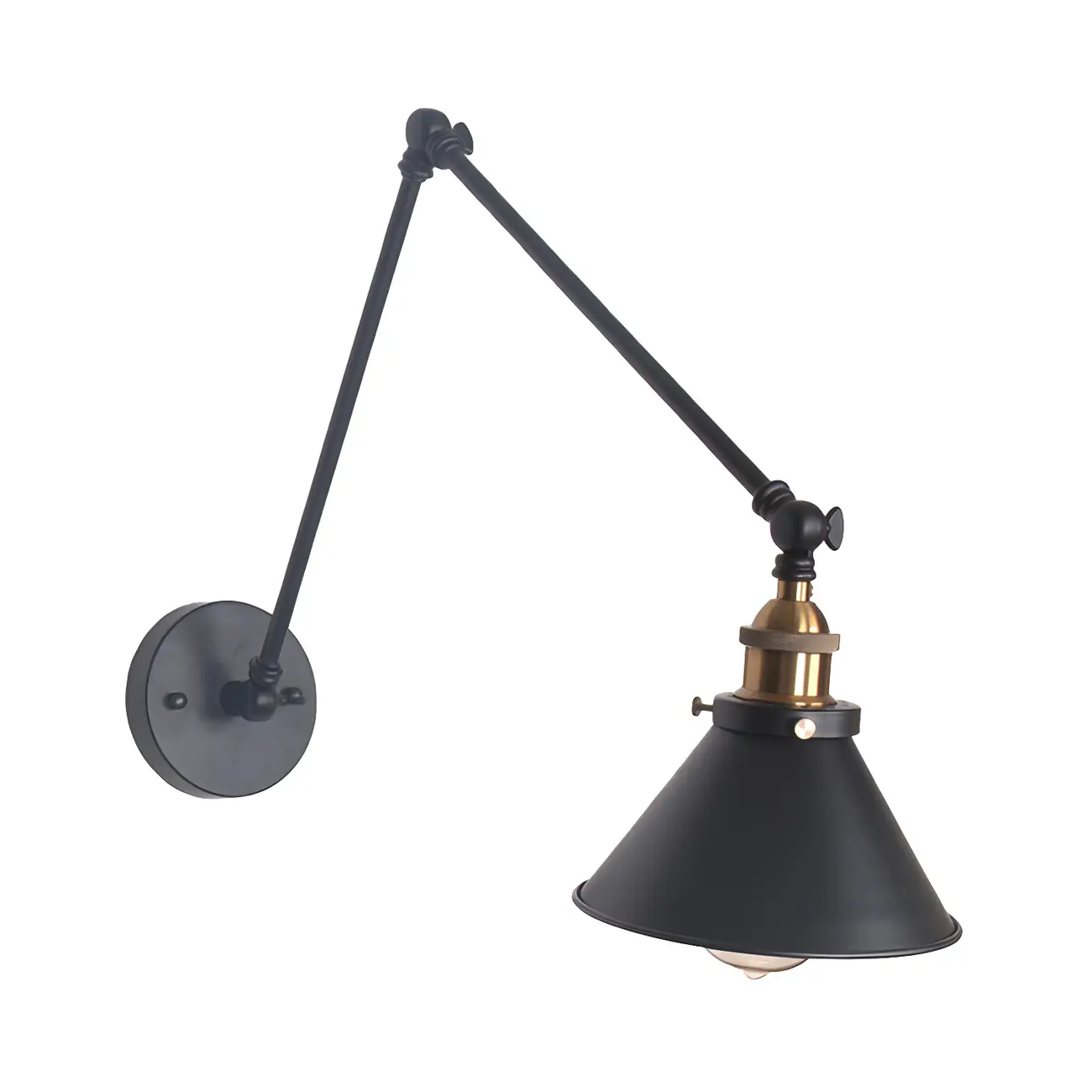 Cone Shade Metal Retro Swing Arm Wall Light