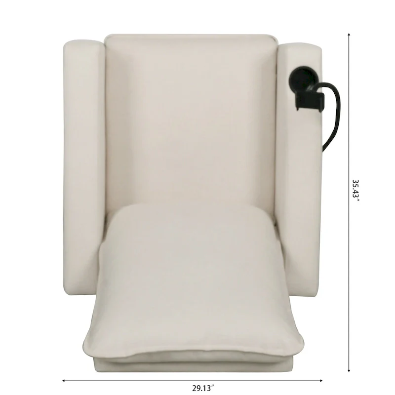 Beige Fabric Adjustable Recliner Chair with Phone Holder & Cup Holder – 1-Seat