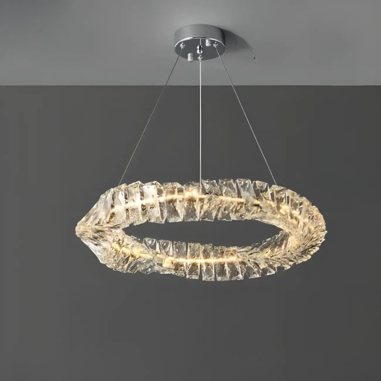 Gold Crystal Ring Glass Modern Linear Chandelier Light