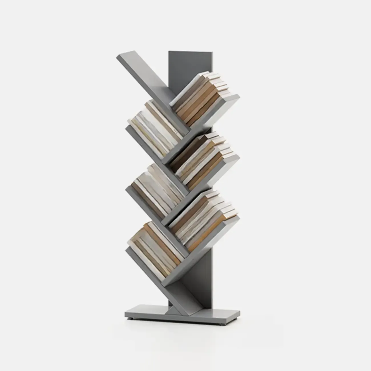 Black Wood Tree-Shaped Vertical Display Bookcase