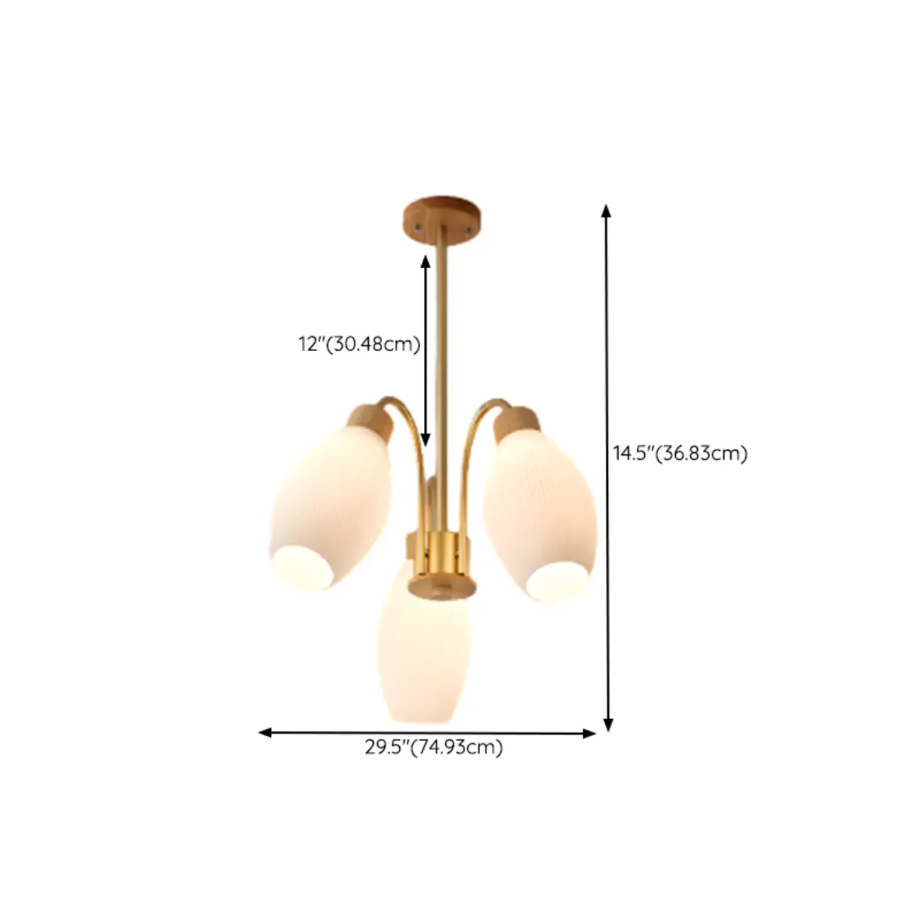 Modern Adjustable White Chandelier with Glass Shades