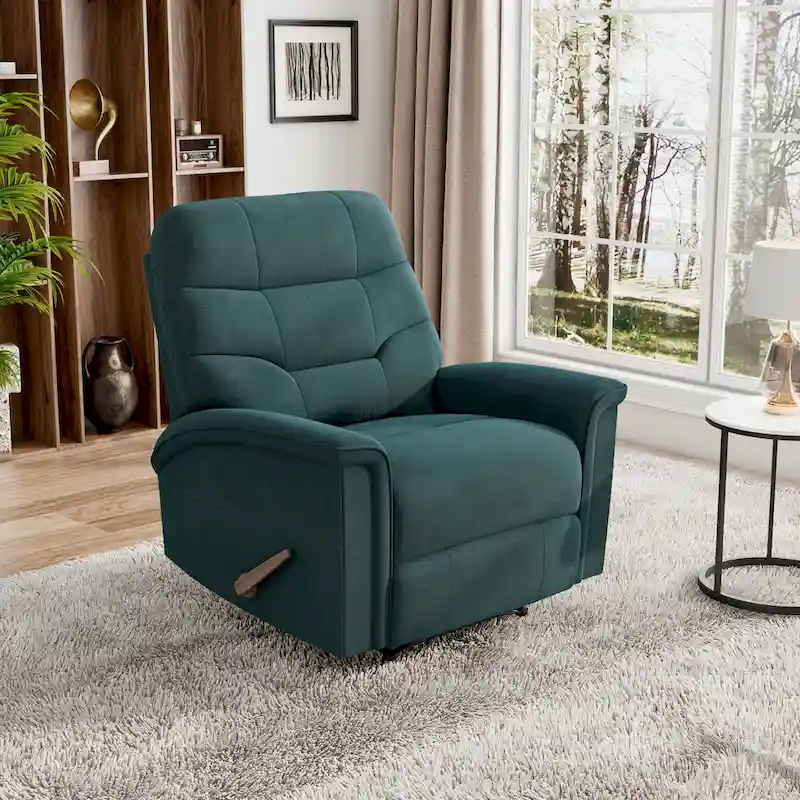 Medium Blue Microfiber Recliner